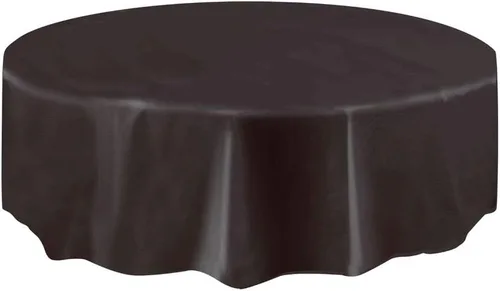 Elegante mantel redondo de plástico sólido negro (84 pulgadas), mantel impermeable de alta calidad, perfecto para fiestas y eventos, 1 paquete