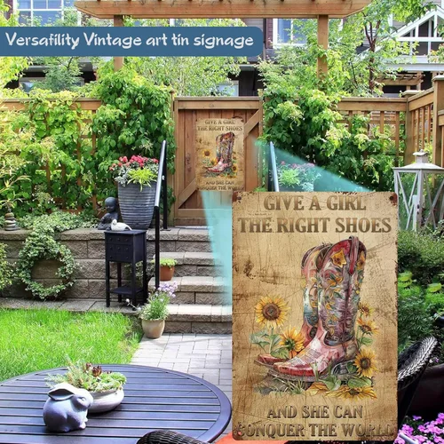 Vista 6 de Letrero de hojalata con botas de vaquera, decoración de pared, divertido letrero de hierro, regalo para el hogar, restaurante, bar, cafetería