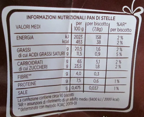 Vista 2 de Mulino Bianco: Galleta "Pan di Stelle" con cacao, avellanas y muchas estrellas mágicas de glaseado - 12.34 oz (350 g) Paquete de 4