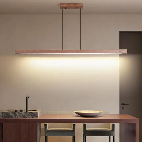 Vista 19 de Lámparas colgantes lineales LED de 47 pulgadas, luz de mesa de billar regulable de 25 W con control remoto, luces modernas de isla para cocina