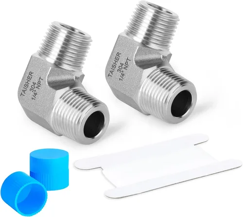 Vista 18 de TAISHER 2 Uds 304 acero inoxidable 90 grados Barstock Street codo, 1/2 pulgada NPT hembra tubo a 1/2 pulgada NPT hembra 304 montaje de tubería