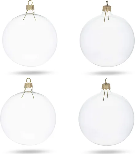 Vista 4 de Juego de 4 bolas de cristal transparente adornos de Navidad DIY Craft 4 pulgadas