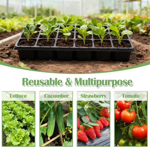 Vista 8 de RooTrimmer Paquete de 10 bandejas de 18 celdas para iniciación de semillas, bandejas de plástico de células grandes de 2.9 pulgadas de profundidad