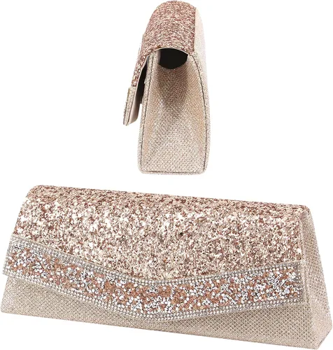 Vista 3 de Naimo Bolso de mano deslumbrante con solapa y cadena desmontable, talla única