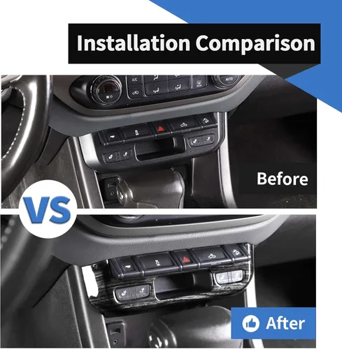 Vista 2 de Voodonala Cubierta de panel de interruptor de luz de emergencia compatible con Chevy Colorado/GMC-Canyon 2014-2022, grano de madera negro