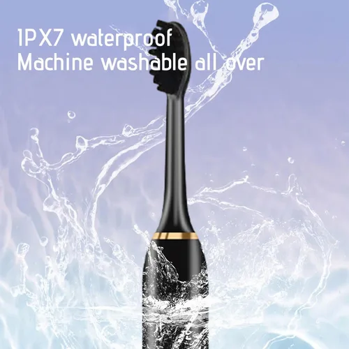Vista 6 de Cepillo de dientes eléctrico recargable con 4 cabezales de cepillo, cepillos de dientes eléctricos con 6 modos, temporizador de 20 velocidades, IPX7