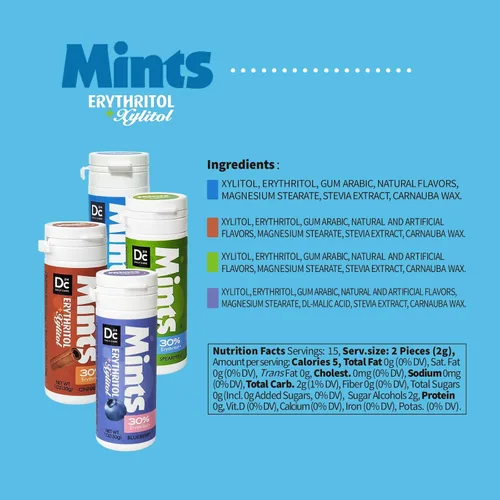 Vista 6 de DC24 DAILY CARE Mentas de Xilitol Sin Aspartame Sin azúcar Bajas en calorías con Eritritol Mentas para el aliento boca seca aptas