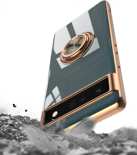 Vista 2 de Pixel 6A - Funda con soporte magnético de 360° para automóvil, protección delgada, diseño de galvanoplastia de moda, compatible con Google Pixel 6A