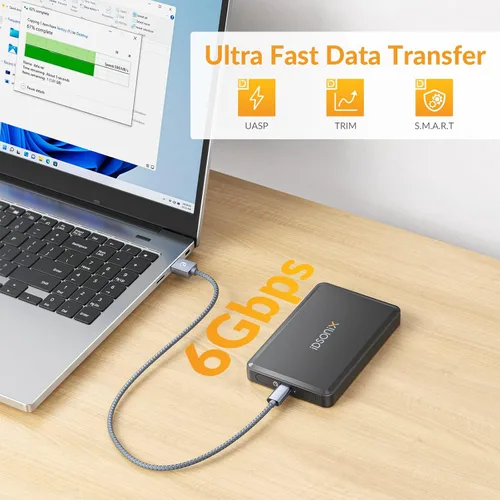 Vista 3 de iDsonix - Carcasa para disco duro externo de 2.5 pulgadas, 6 Gbps, USB 3.1 a SATA III, sin herramientas, para SSD HDD de 0.276 in/0.374 in 2.5