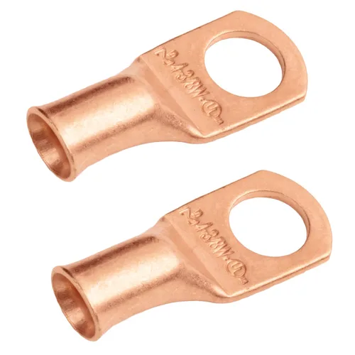 Vista 244 de SELTERM - 5 terminales de anillo resistentes para cable de batería, calibre 1/0 AWG, pernos de 1/2 pulgadas, terminales de calibre 0, ojales