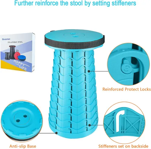 Vista 3 de Boreeman Taburete plegable mejorado, ligero pero más resistente, con capacidad de carga, 400 libras, taburete plegable portátil para camping, pesca