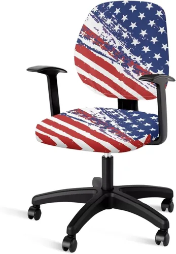 Office Chair Covers with Arms Trendy American Flag Lightweight Computer Chair Slipcover Set of 2 Elastic Fabric Furniture Protector for Swivel