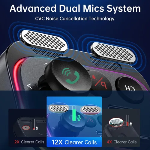 Vista 2 de Syncwire Bluetooth 5.4 Transmisor FM Adaptador de coche 54W con interruptor Negro
