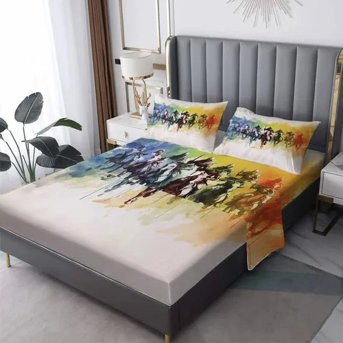 Vista 9 de Juego de sábanas abstractas tamaño individual, sábanas de microfibra suave, bolsillo profundo, sábanas y fundas de almohada estampadas sin arrugas
