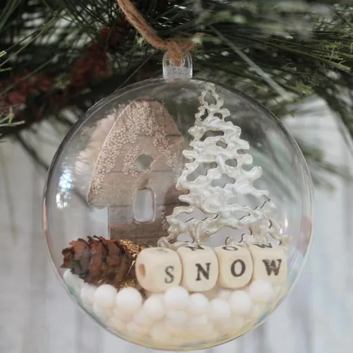 Vista 7 de 50 bolas de adorno transparentes de plástico transparente para manualidades, bolas de adornos rellenables de 3.150 in (3.15 pulgadas), bola