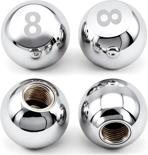 Vista 49 de 4 tapas de vástago de válvula de neumático estilo piscina 8 bolas, cubiertas universales de núcleo de cobre a prueba de polvo para automóviles, SUV