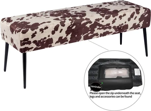 Vista 61 de DUHOME Banco otomano moderno de terciopelo, tapizado con botones, banco de pie de cama con base dorada para entrada, sala de estar, comedor