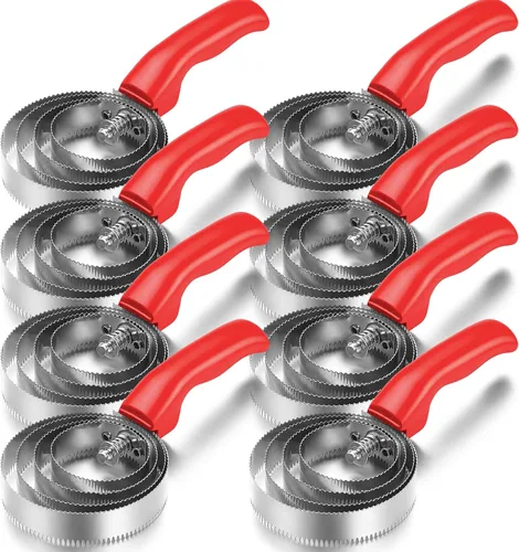 Vista 8 de Tanlade Paquete de 8 anillos de peine de curry para caballo, cepillo de curry de metal, suministros de fiesta Derby, raspador reversible de acero