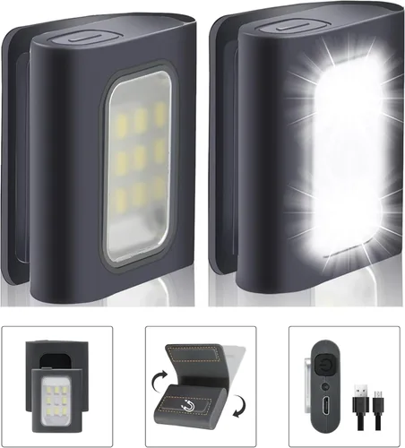 Vista 7 de HOKOILN Paquete de 2 luces de correr nocturnas al aire libre, luces LED para corredores con batería recargable para campamento, senderismo, caminar