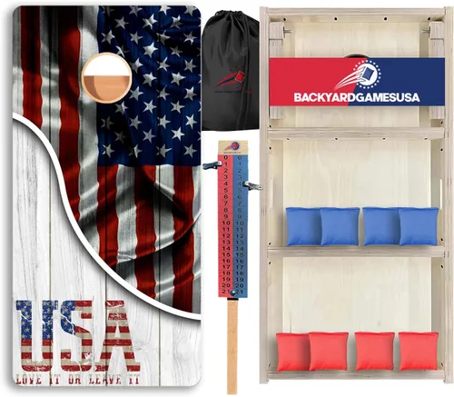 Vista 109 de BackYardGamesUSA Juego de tablas de Cornhole Pro Fabricado en Estados Unidos Abedul báltico 3/4 Sin rebote Patas triples gruesas Dos 2
