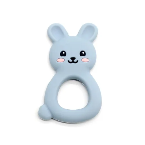 Vista 3 de Mordedor de conejo para bebé, juguete de silicona de grado alimenticio para bebés de 0 a 24 meses, juguete masticable de fácil agarre con orejas