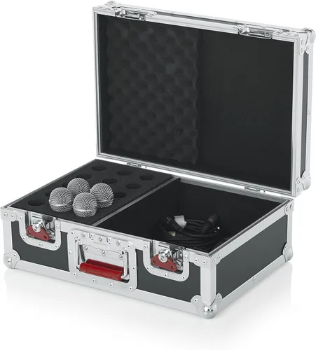 Gator Cases G-TOUR Series - Carcasa con gotas de espuma para (15) micrófonos con cable y almacenamiento de accesorios (G-TOUR M15)