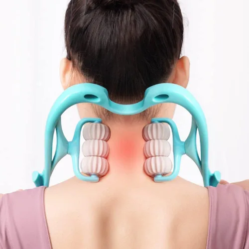 Vista 6 de cn hierba cervical espina masajeador clip cuello masaje artefacto seis ruedas amasamiento cuello masajeador