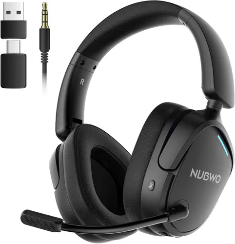 NUBWO Auriculares inalámbricos para juegos para PS5, PC, PS4 - Auriculares duales de 2.4G y Bluetooth para juegos simultáneos, modos de sonido EQ,