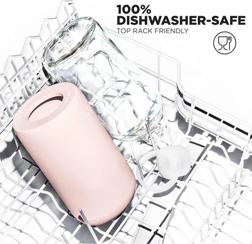 Vista 5 de bkr Little Tutu - Juego de 3 pajitas de silicona suave en ángulo, para botella de agua de vidrio de 16 onzas, color rosa melocotón pálido de ballet