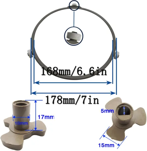 Vista 4 de Small Microwave Glass Plate, Microwave Oven Cooking Tray With Ring And Coupler, Flat Turntable Plate Replacement , Circular Glass Turn Table Top Kit