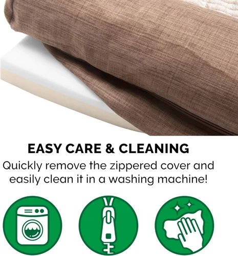 Vista 8 de Furhaven - Cama de espuma viscoelástica para perros y gatos, estilo sofá, de piel sintética y lino de rendimiento duradero con funda extraíble