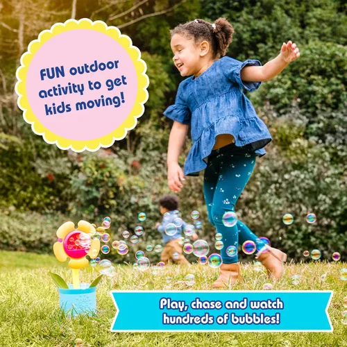 Vista 5 de Maxx Bubbles - Maceta de 14 pulgadas que incluye solución de burbujas de 4 onzas, 4 varitas y regadera, colección botánica, máquina de burbujas