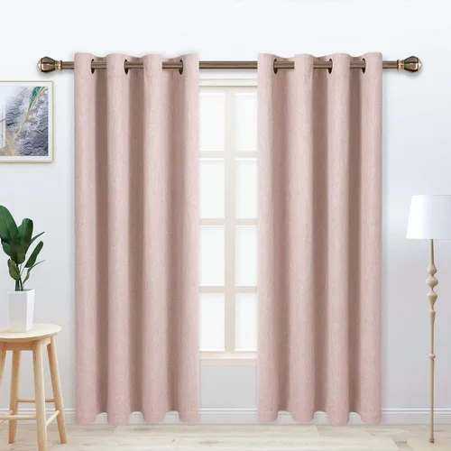 Vista 21 de LORDTEX Cortinas opacas texturizadas con aspecto de lino con forro aislante térmico, cortinas de ventana gruesas y pesadas con ojales para Azul
