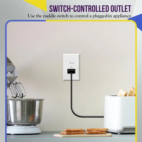 Vista 3 de ENERLITES Combinación de un solo polo 15A/120VCA y receptáculo resistente a manipulaciones 15A/125VAC, grado residencial, certificación UL, Blanco