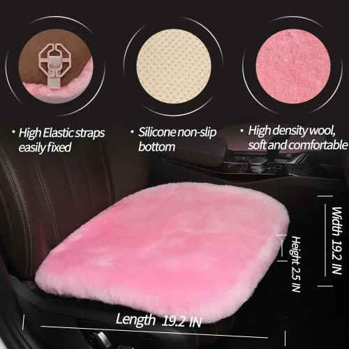 Vista 4 de LLB Fundas de asiento acolchadas de piel de oveja genuina para coches, camiones, SUV, protector de asiento cómodo, almohadilla para el asiento