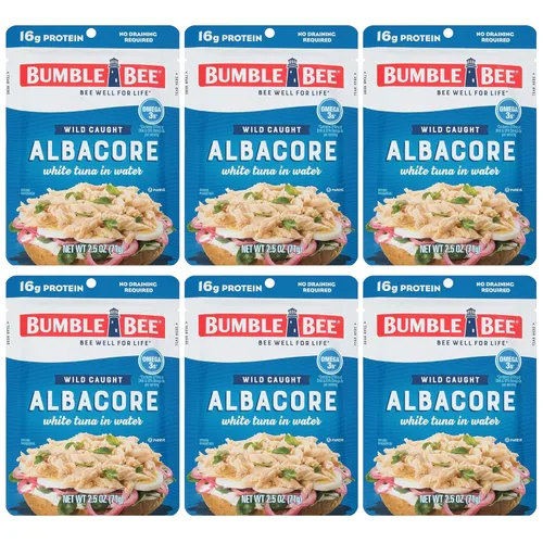 Vista 16 de Bumble Bee Lemon & Garlic Seasoned White Albacore Tuna in Water, 2.5 oz Pouch - Wild Caught Tuna - 15g Protein per Serving, High in Omega-3s