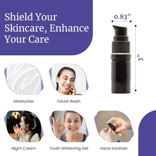 Vista 5 de Infinity Jars Botella con bomba de empuje de vidrio ultravioleta negro de 0.2 fl oz (0.17 fl oz)