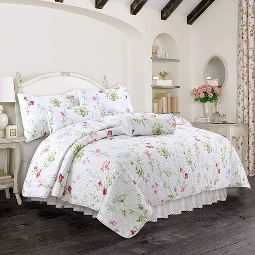 Vista 2 de Cozy Line Home Fashions Azalea - Juego de ropa de cama reversible de microfibra con estampado floral de chintz de cachemira, colcha de verano, 3