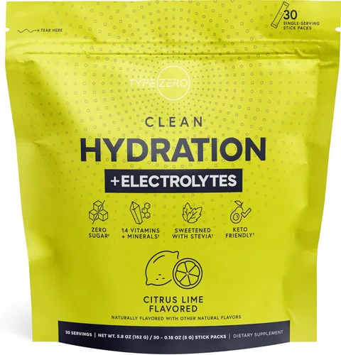 Vista 4 de Type Zero Mezcla de bebida Clean Hydration + Electrolytes (30 paquetes de una sola porción) (sabor a lima cítrica) - Hidratación avanzada