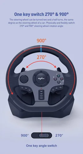 Vista 5 de PXN V9 Racing Wheel with Pedals and Shifter 270900 Degree Gaming steering Wheel for PC,PS4,PS3,Xbox One, Xbox Series XS,N-Switch (NOT Support MacPS5)
