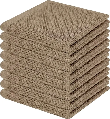 Vista 303 de Homaxy Paños de cocina de 100% algodón con tejido de gofre, ultra suaves, absorbentes, de secado rápido, 12 x 12 pulgadas, paquete de 6, amarillo