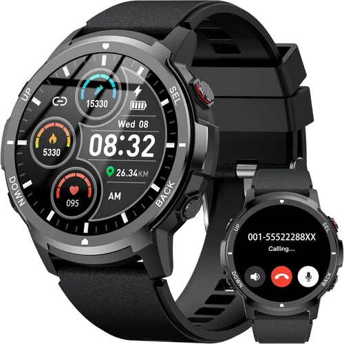 Military Smart Watches for Men Women, 1.43'' AMOLED Fitness Watch with Heart Rate/BP/Sleep Tracker, Step Counter, 110+ Sport Modes, Password,