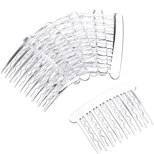 Vista 2 de Gejoy 12 peines de plástico para el cabello, accesorios para el cabello fino (transparente)