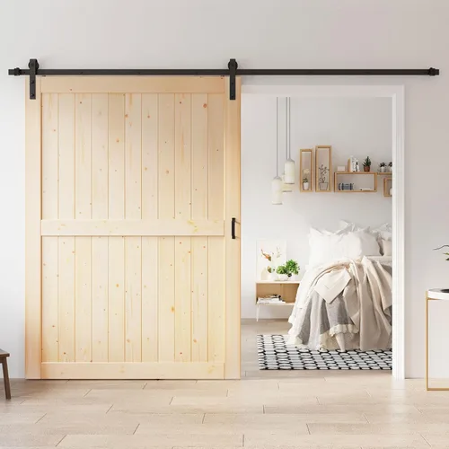 Vista 16 de Losa de puerta corrediza de madera de granero de 36 x 84 pulgadas (puerta doble de 18 x 84 pulgadas) con kit de herramientas de 6.6 pies, requiere