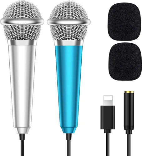 Vista 12 de Mini micrófono para iPhone iPad pequeño ASMR micrófono diminuto para grabación de voz, video, canto, vlogging, podcasting YouTube (1 unidad, negro)