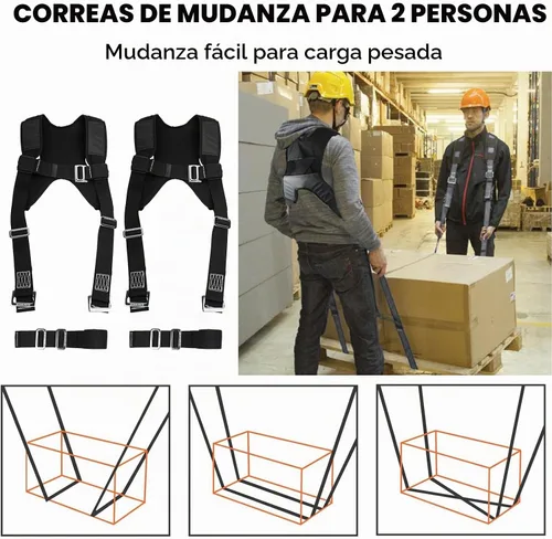 Vista 6 de Correas para mover muebles con hebilla en el pecho, correa de elevación para 2 mudanzas, correas de hombro para mover con correa de elevación para 1