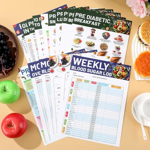 Vista 4 de Póster de lista de alimentos prediabéticos para diabéticos, tabla de alimentos, planificador de comidas de dieta, alta proteína de fibra, vitamina