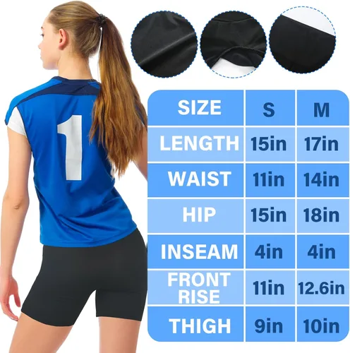 Vista 2 de Poen 10 piezas de accesorios de voleibol, pantalones cortos de voleibol, rodilleras y mangas para brazos con almohadilla de protección, pantalones