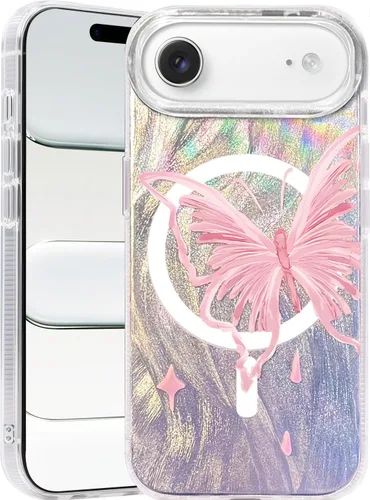 Vista 119 de I-MGAE-IN-AR - Funda diseñada para iPhone 12 y 12 Pro, diseño de mariposa plateada brillante, funda protectora de poliuretano termoplástico, suave