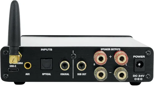 Vista 5 de Rockville BLUDAC2B 75W x 2 Amplificador DAC de Alta Resolución 192K, Receptor Bluetooth para el Hogar, Óptico/Salida Sub, USB-C, Clase-D para Audio